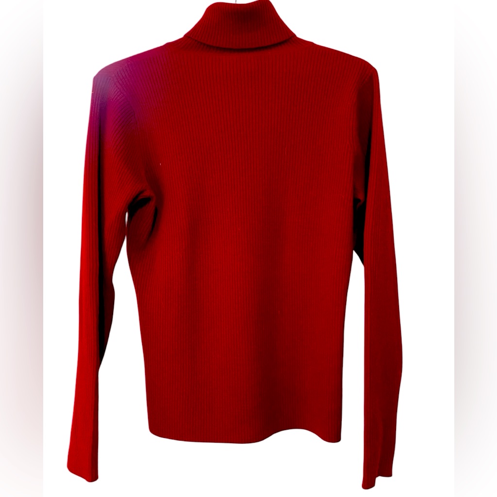 Neiman Marcus Red Merino Wool Turtleneck Lg